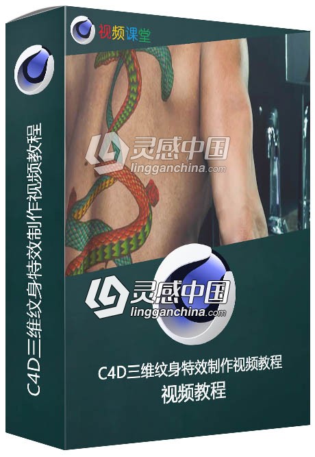C4D三维纹身特效制作视频教程  灵感中国网 www.lingganchina.com