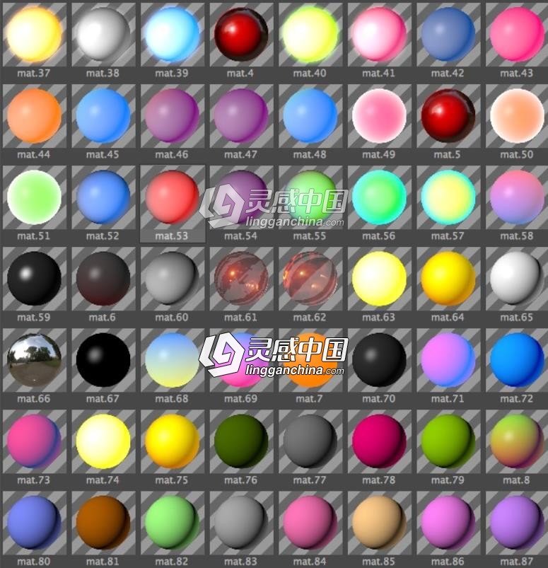 100个适合做漂亮文字的C4D涂料颜色材质cinema4d color coating material  灵感中国网 www.lingganchina.com