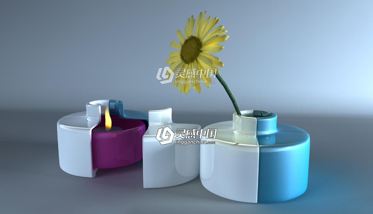 C4D陶瓷烛光渲染素材 C4D材质  灵感中国网 www.lingganchina.com