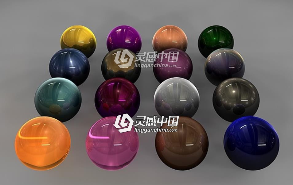 C4D材质14个金属材质+2个玻璃材质Metal glass C4D材质  灵感中国网 www.lingganchina.com