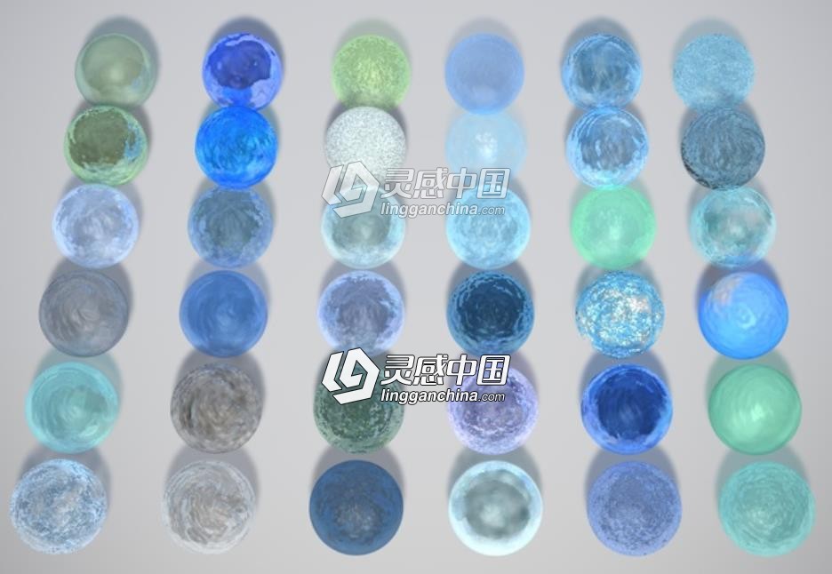 C4D水材质合集Water quality C4D材质  灵感中国网 www.lingganchina.com