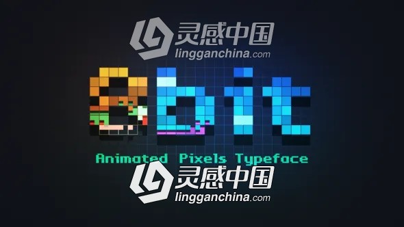 8Bit复古像素化文字标题动画中文汉化版AE脚本 8bit - Animated Pixels Typeface  灵感中国网 www.lingganchina.com