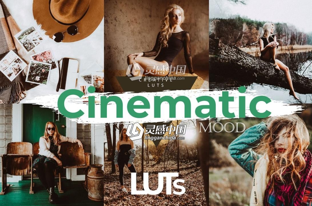 10组人像电影情调后期剪辑LUT调色预设 Cinematic Mood Luts  灵感中国网 www.lingganchina.com