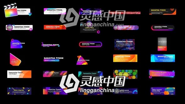 30组流行彩色底栏横幅字幕条标题动画FCPX插件  灵感中国网 www.lingganchina.com