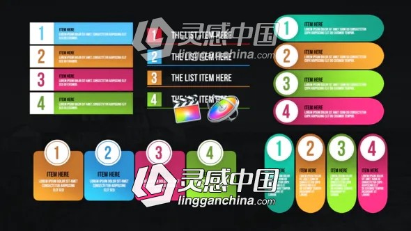 现代信息列表数据元素动画FCPX插件  灵感中国网 www.lingganchina.com