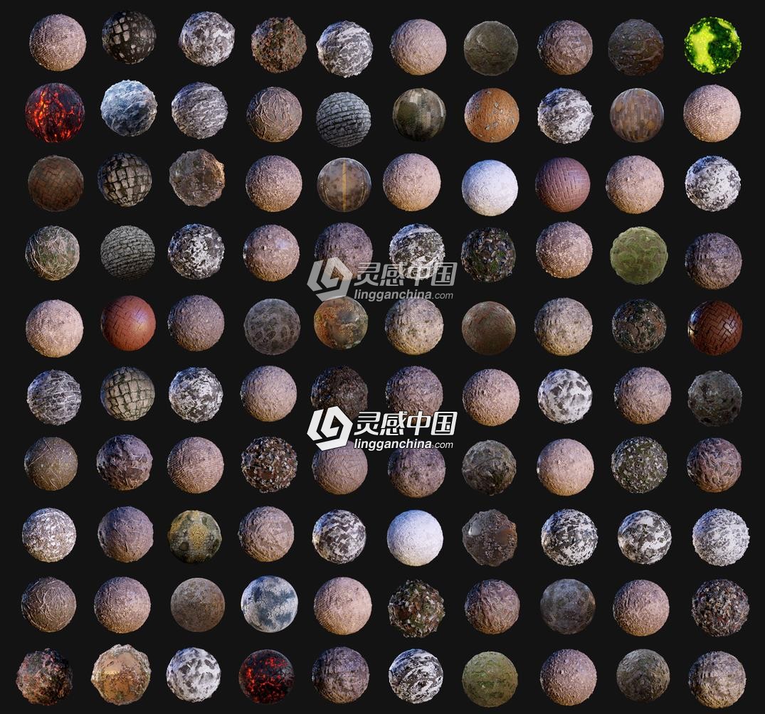 100个高精度无缝地面贴图合集 100 Ground Terrain Seamless PBR Textures  灵感中国网 www.lingganchina.com
