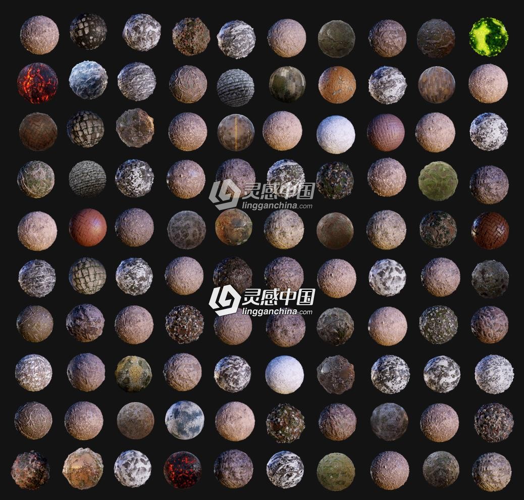 100个全通道PBR自然地面材质贴图100 Ground Terrain Seamless PBR Textures  灵感中国网 www.lingganchina.com