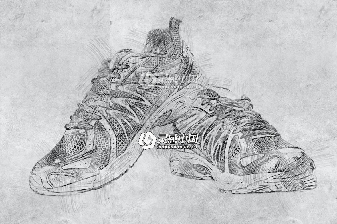 速写素描PS动作 Sketch Photoshop Action  灵感中国网 www.lingganchina.com