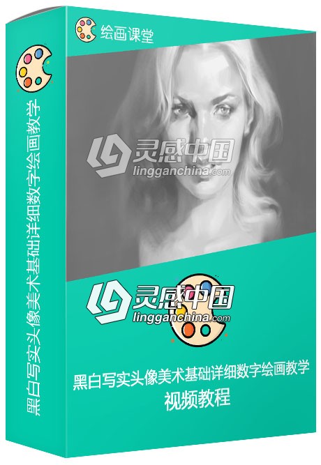 黑白写实头像美术基础详细数字绘画教学视频教程  灵感中国网 www.lingganchina.com