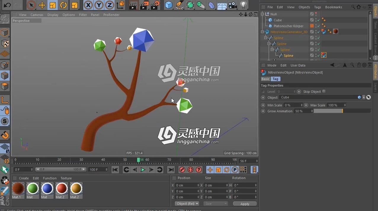 快速分支生长三维建模C4D插件 Nitro4D NitroVeins v1.3 Win/Mac 附使用教程  灵感中国社区 www.lingganchina.com