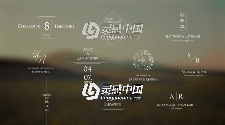 10组浪漫小清新婚礼文字标题动画PR模板  灵感中国网 www.lingganchina.com