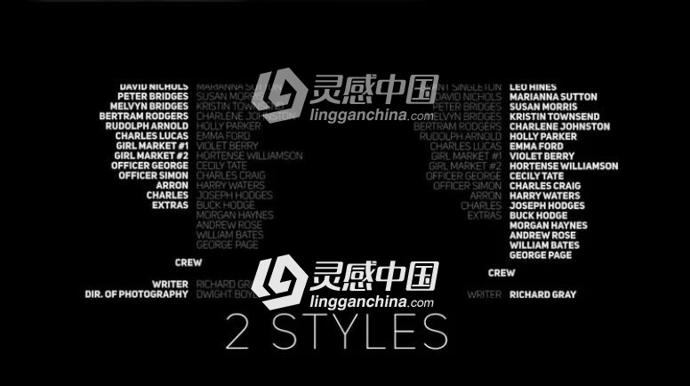电影片头片尾谢幕滚动标题字幕动画PR模板  灵感中国网 www.lingganchina.com