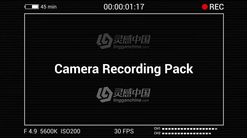 摄像机取景框录制拍摄特效界面显示框PR预设  灵感中国网 www.lingganchina.com