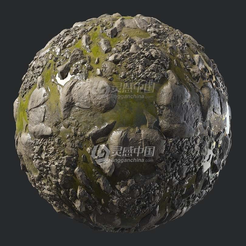 100组4K高质量岩石纹理ZBrush Alphas画笔与材质合集  灵感中国网 www.lingganchina.com