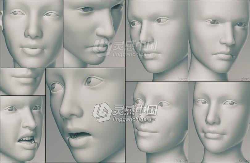Genesis 3 Female女性身体头部面部等DAZ3D基础模型  灵感中国网 www.lingganchina.com