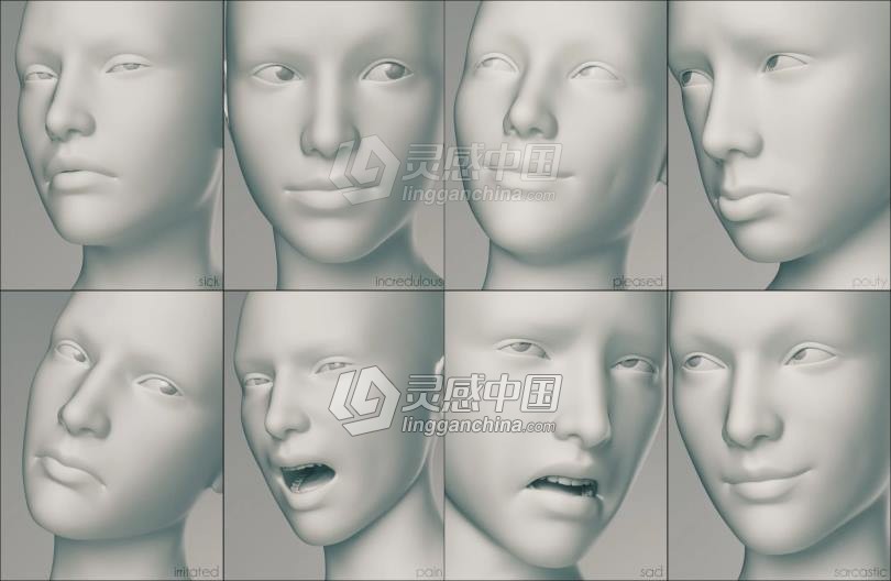Genesis 3 Female女性身体头部面部等DAZ3D基础模型  灵感中国网 www.lingganchina.com
