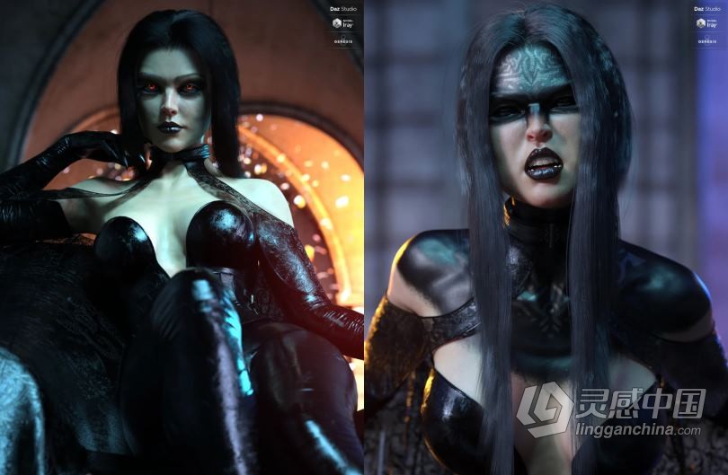 邪恶长发女巫夸张造型3D模型合集 Kherington HD for Genesis 8 Female  灵感中国网 www.lingganchina.com