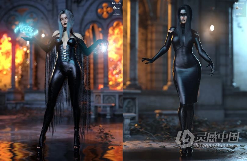 邪恶长发女巫夸张造型3D模型合集 Kherington HD for Genesis 8 Female  灵感中国网 www.lingganchina.com