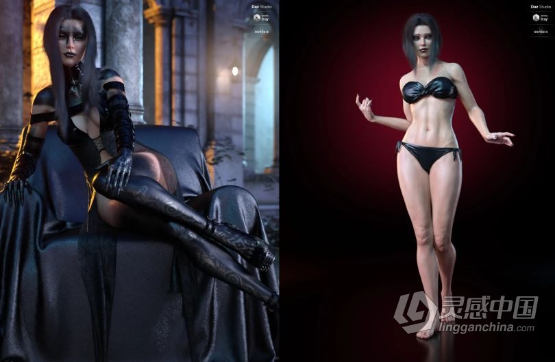 邪恶长发女巫夸张造型3D模型合集 Kherington HD for Genesis 8 Female  灵感中国网 www.lingganchina.com