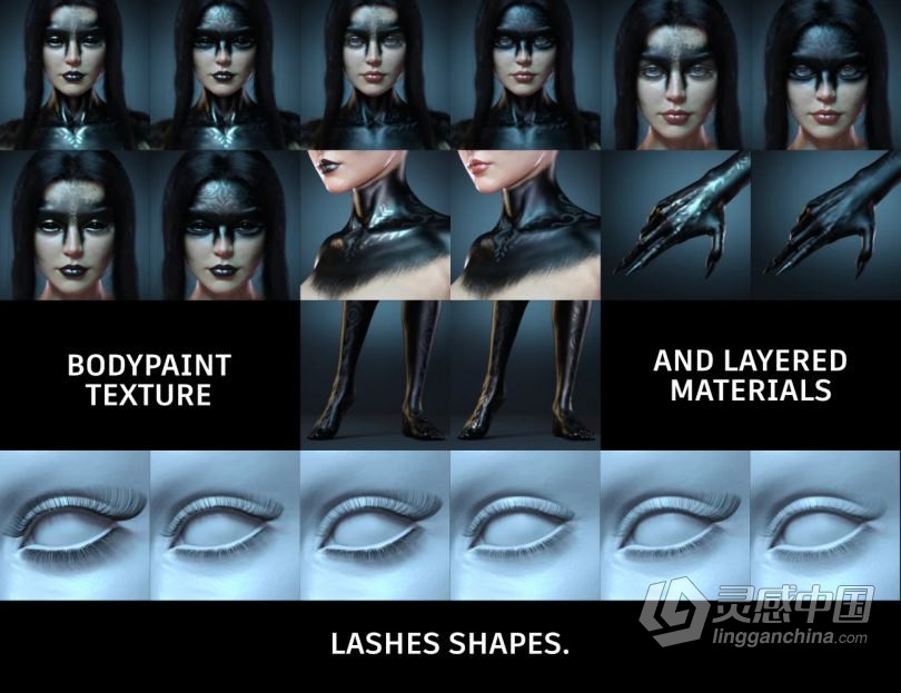 邪恶长发女巫夸张造型3D模型合集 Kherington HD for Genesis 8 Female  灵感中国网 www.lingganchina.com