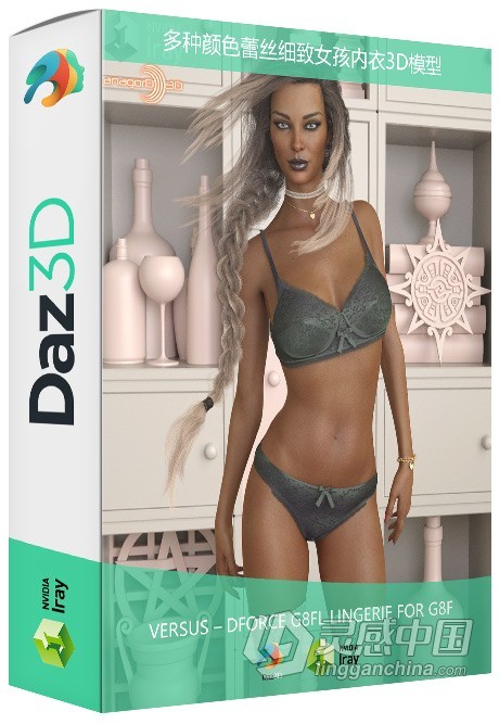 多种颜色蕾丝细致女孩内衣3D模型 VERSUS - dForce G8FL Lingerie for G8F  灵感中国网 www.lingganchina.com