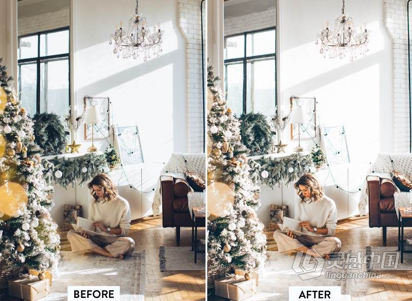 圣诞新年家庭人像Lightroom预设/APP调色滤镜 10 CHRISTMAS Lightroom Preset  灵感中国网 www.lingganchina.com
