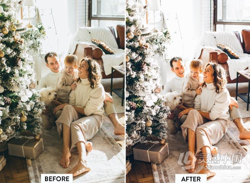 圣诞新年家庭人像Lightroom预设/APP调色滤镜 10 CHRISTMAS Lightroom Preset  灵感中国网 www.lingganchina.com