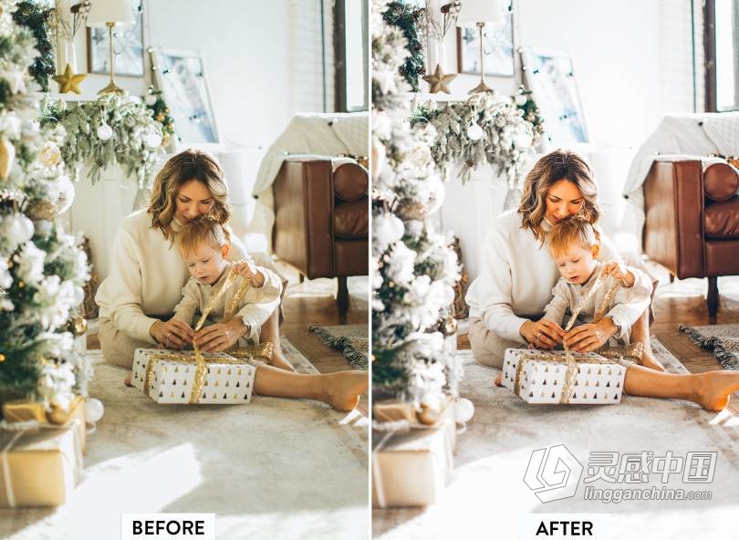 圣诞新年家庭人像Lightroom预设/APP调色滤镜 10 CHRISTMAS Lightroom Preset  灵感中国网 www.lingganchina.com