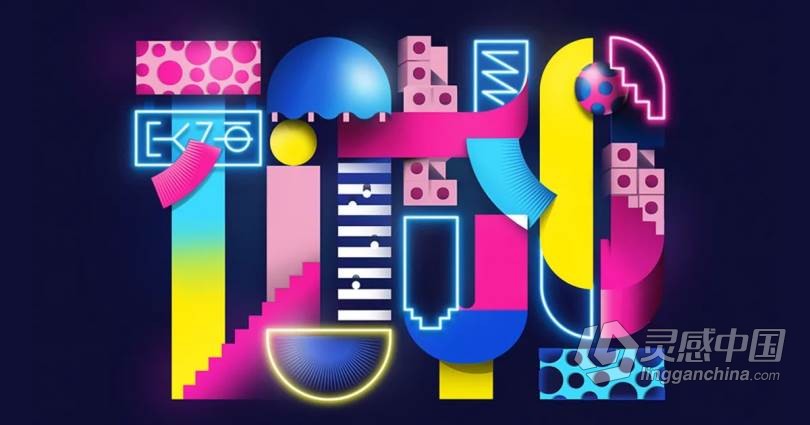 AI插图数字字母艺术字体设计视频教程 Illustrated Digital Lettering  灵感中国网 www.lingganchina.com