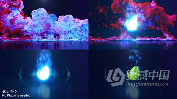 流彩烟雾魔法般快速流动揭示品牌标志LOGO片头AE模板AE工程文件 Color Smoke Explosion Logo  灵感中国网 www.lingganchina.com