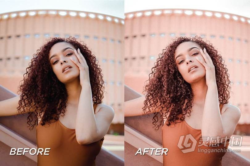 INS时尚玫瑰金人像Lightroom预设+APP调色预设 5 Rose Gold Lightroom Presets  灵感中国网 www.lingganchina.com