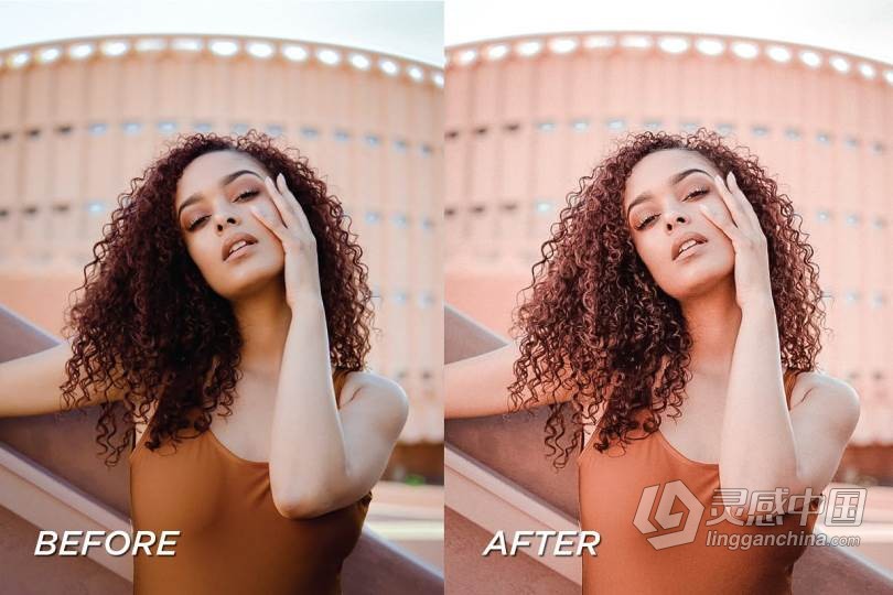 INS时尚玫瑰金人像Lightroom预设+APP调色预设 5 Rose Gold Lightroom Presets  灵感中国社区 www.lingganchina.com