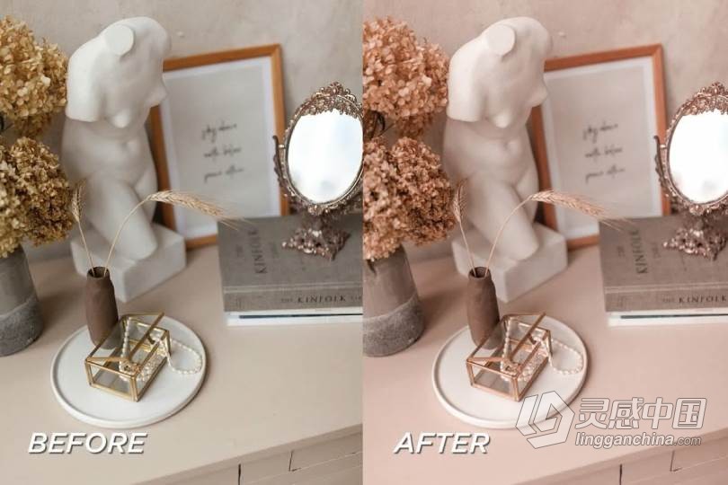 INS时尚玫瑰金人像Lightroom预设+APP调色预设 5 Rose Gold Lightroom Presets  灵感中国网 www.lingganchina.com