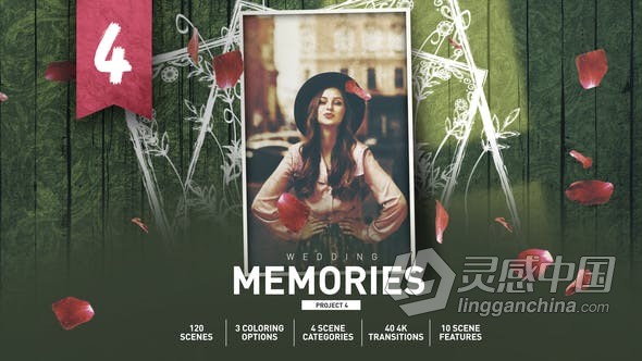 制作波希米亚风格浪漫婚礼视频相册制作素材包AE模板AE工程文件 Slideshow Memories  灵感中国网 www.lingganchina.com