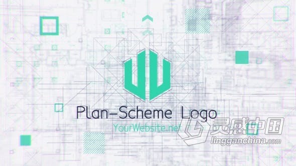 蓝图设计元素计划方案技术建筑公司LOGO品牌介绍视频片头 AE模板 AE工程文件 Blueprint Scheme Logo  灵感中国网 www.lingganchina.com