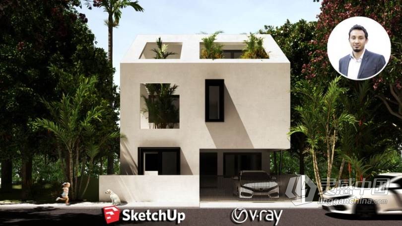 SketchUp与Vray住宅房屋建筑可视化核心技术视频教程 The Complete Sketchup &amp; Vray Course for Exter  灵感中国社区 www.lingganchina.com