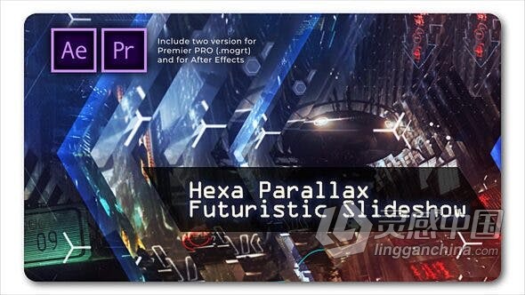 六角形视差信息图高科技宣传科学技术信息公司视频制作AE模板PR模板工程文件 Hexa Parallax | Futuristic Slideshow  灵感中国社区 www.lingganchina.com