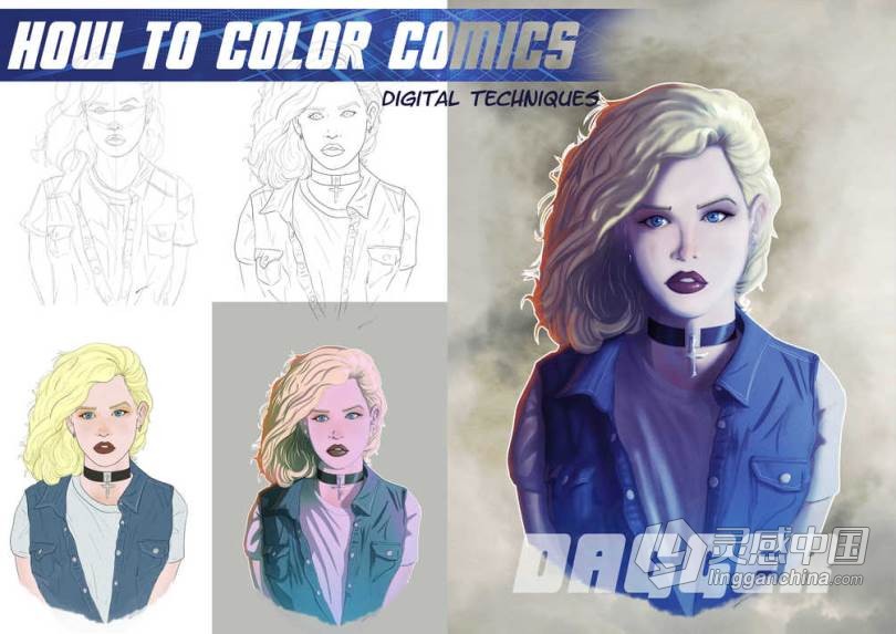 漫画数字绘画着色上色技术训练视频教程 How To Color Comics – Digital Techniques  灵感中国社区 www.lingganchina.com