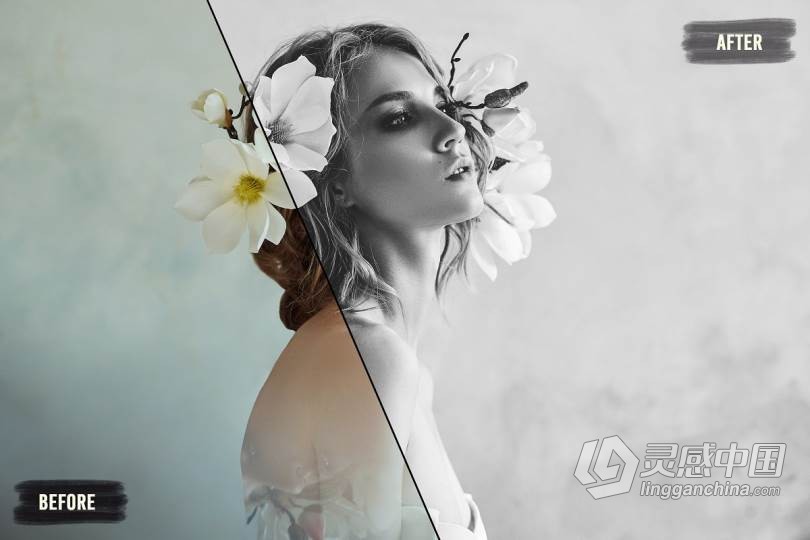 50组电影胶片黑白人像必备婚礼人像LUT预设 50 Black &amp; White Essential LUTs Pack  灵感中国网 www.lingganchina.com