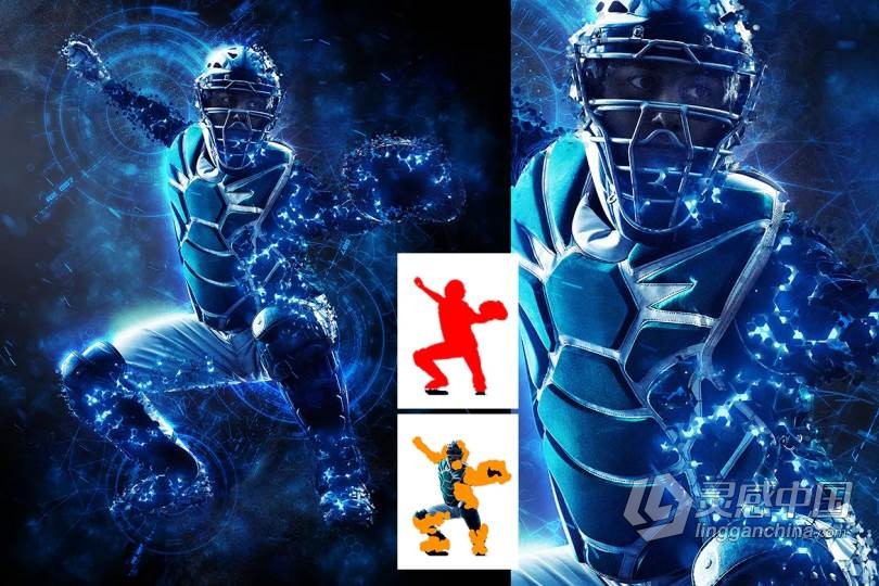PS人物碎片化特效动作 Sci-Fi Photoshop Action 附视频教程  灵感中国网 www.lingganchina.com