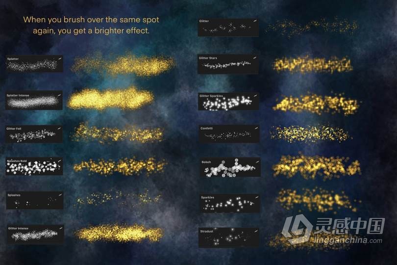 纯金Procreate刷子套装 Pure Gold Procreate Brushset  灵感中国网 www.lingganchina.com
