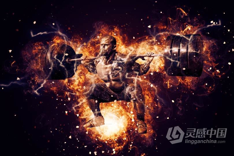 超酷逼真火焰爆炸特效PS动作 Fire Explosion Photoshop Action 附视频教程  灵感中国网 www.lingganchina.com