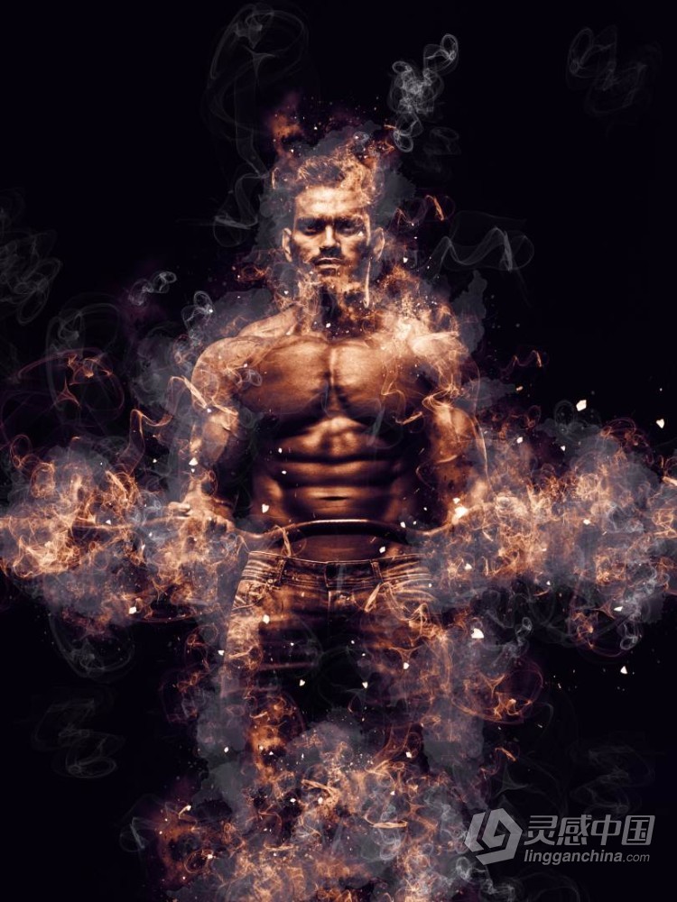 超酷逼真火焰爆炸特效PS动作 Fire Explosion Photoshop Action 附视频教程  灵感中国网 www.lingganchina.com