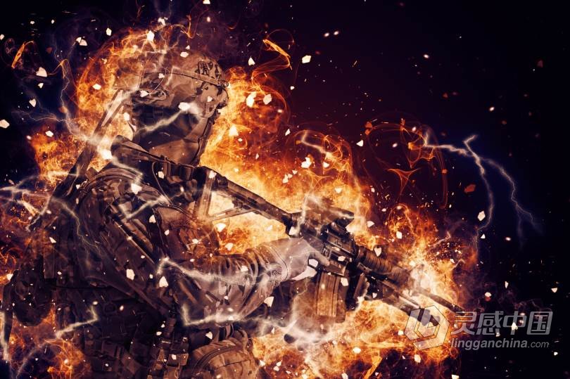 超酷逼真火焰爆炸特效PS动作 Fire Explosion Photoshop Action 附视频教程  灵感中国网 www.lingganchina.com