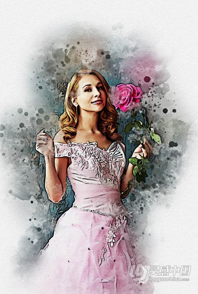 水彩素描绘画PS扩展插件 Aura Watercolor Sketch Photoshop Plugin 附视频教程  灵感中国网 www.lingganchina.com