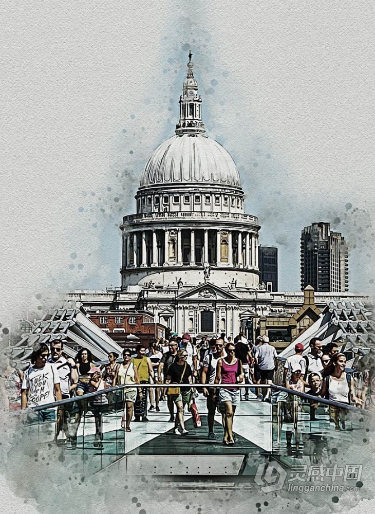 水彩素描绘画PS扩展插件 Aura Watercolor Sketch Photoshop Plugin 附视频教程  灵感中国网 www.lingganchina.com