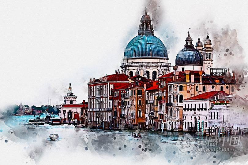 水彩素描绘画PS扩展插件 Aura Watercolor Sketch Photoshop Plugin 附视频教程  灵感中国网 www.lingganchina.com