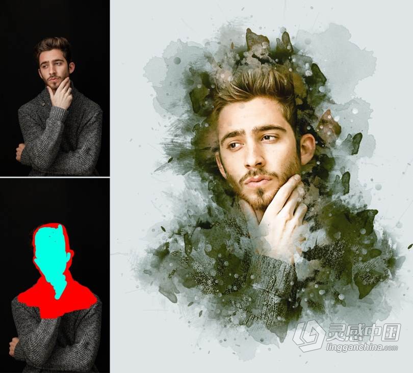真实水彩画绘画Photoshop动作 Real Painting Photoshop Action 附视频教程  灵感中国网 www.lingganchina.com