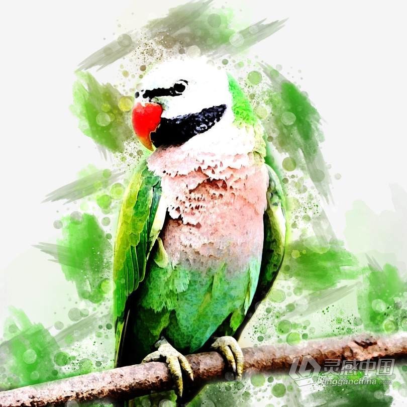 抽象混合水彩Photoshop动作 Abstract Mixed Watercolor Photoshop Action  灵感中国网 www.lingganchina.com
