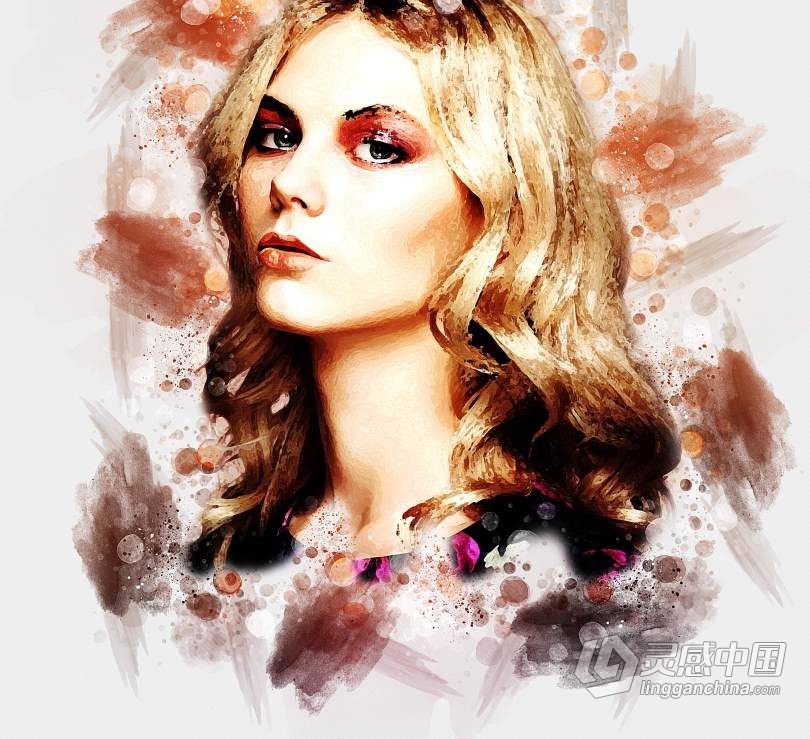 抽象混合水彩Photoshop动作 Abstract Mixed Watercolor Photoshop Action  灵感中国网 www.lingganchina.com
